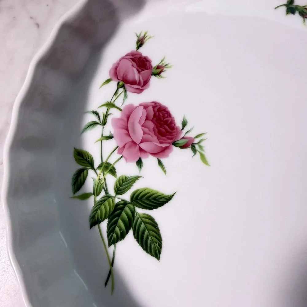 VTG‎ 1990s Christineholm Porcelain Rose Quiche Tart Pie Plate 9